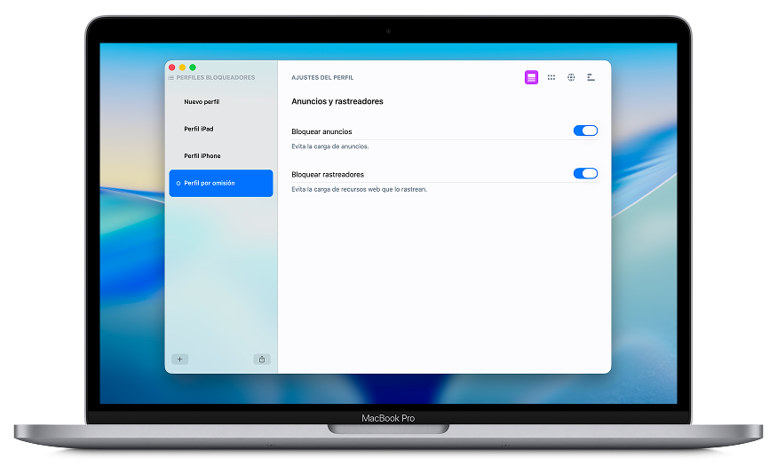 Aplicación Roadblock mostrando su interfaz principal